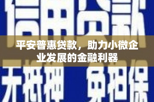 公主岭平安普惠贷款，助力小微企业发展的金融利器